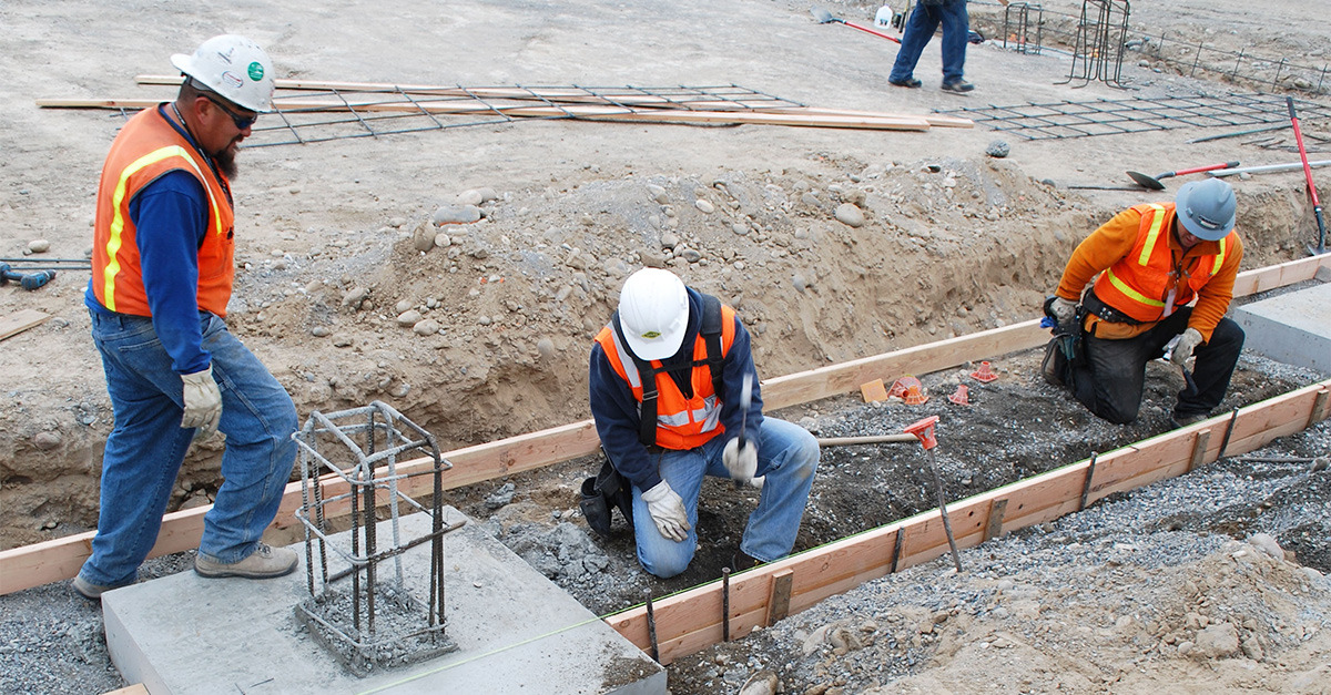 Workers working on a construction site